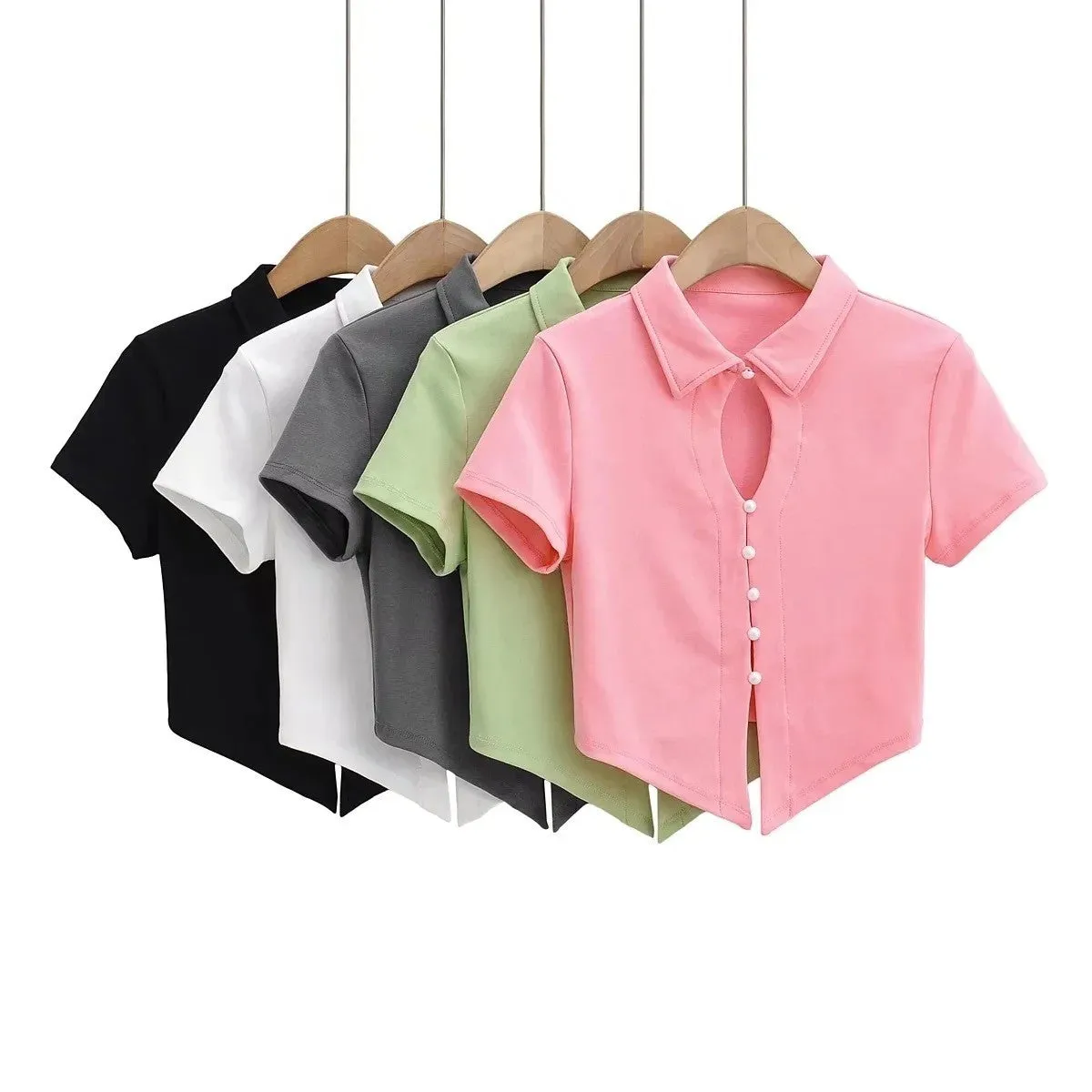 Button Up Crop Top - 5 Colour Ways