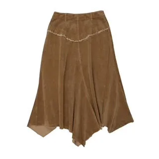 Camel Corduroy Midi Skirt