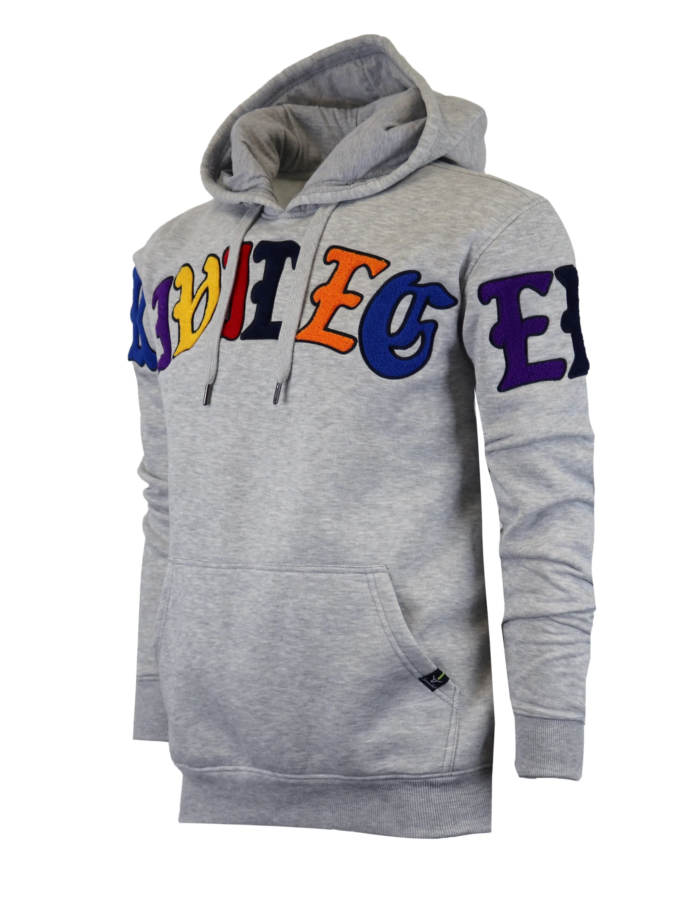 CHENILLE EMBROIDERY FLEECE HOODIE-H11055 (H.GREY)