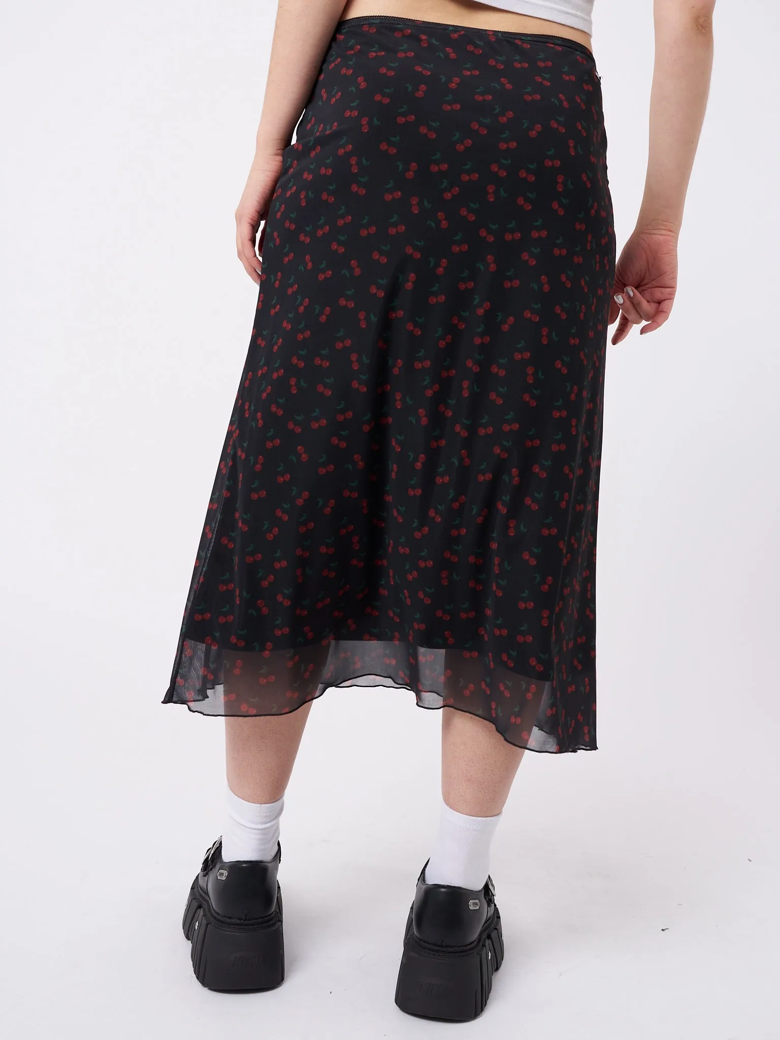 Cherry Cola Mesh Midi Skirt