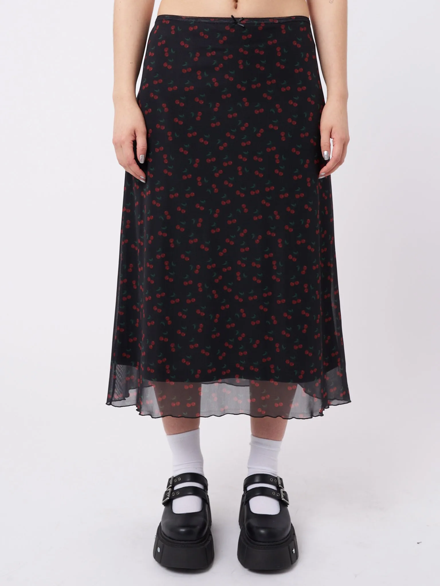 Cherry Cola Mesh Midi Skirt