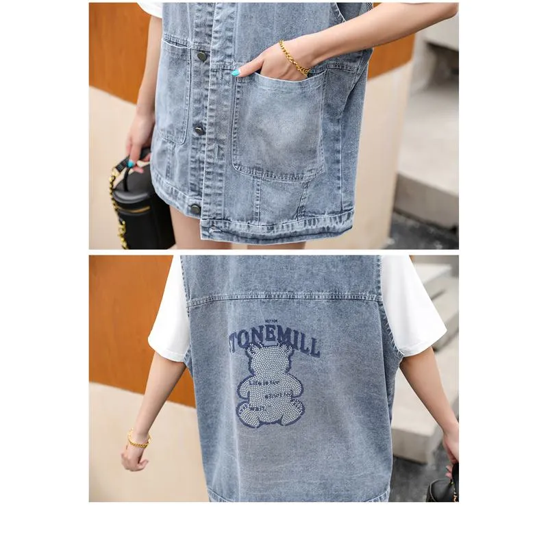 Chic Versatile Slimming Thigh-Length Denim Coat