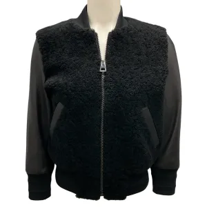 Christian Dior Black Shearling and Lambskin Leather Bomber Jacket