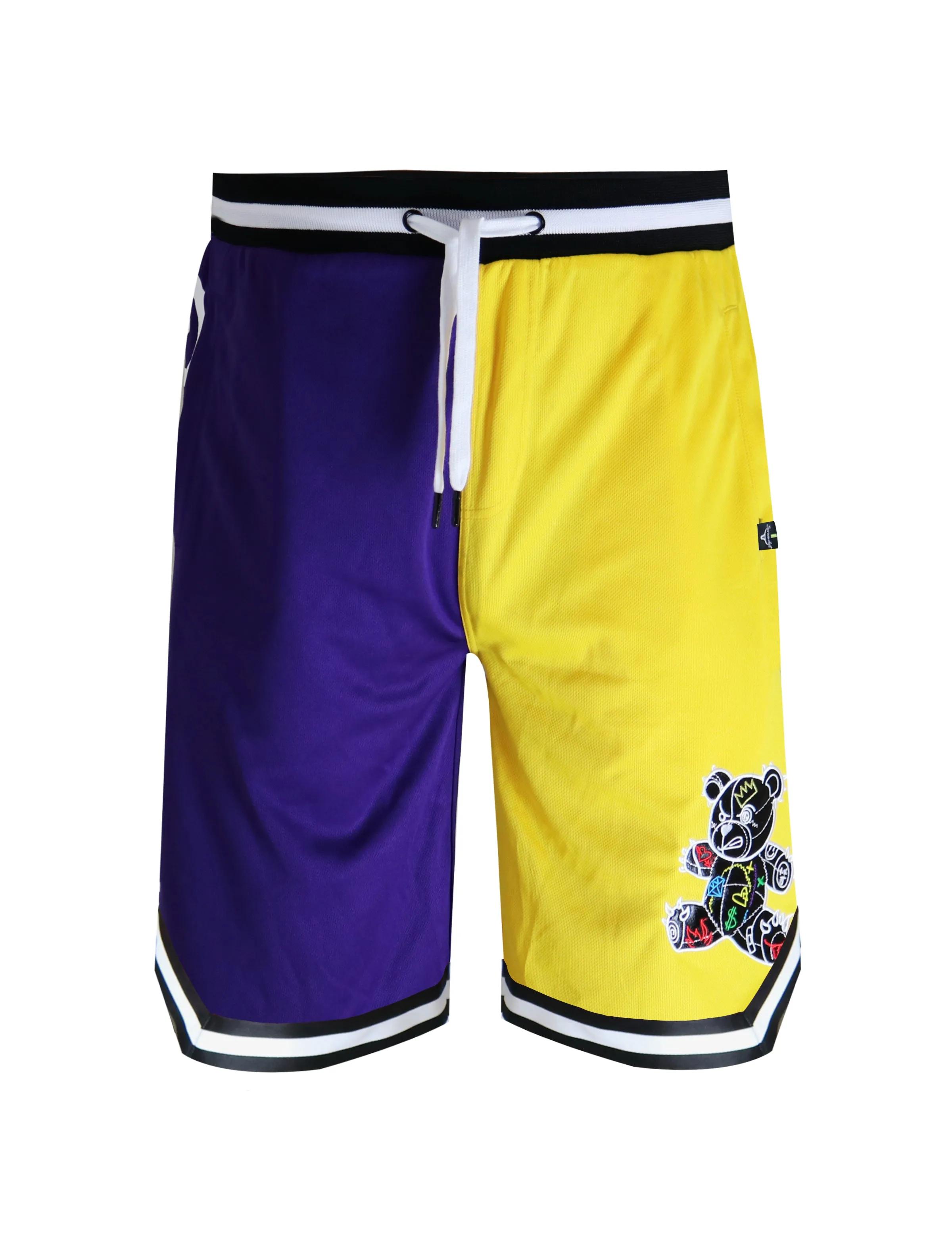 COLOR BLOCK MESH SHORTS - SS1113 (PURPLE/GOLD)