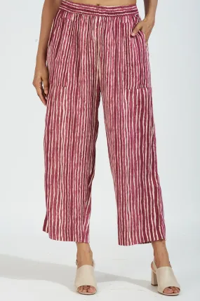 comfort fit cotton pants - magenta lines