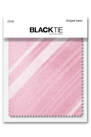 Coral Striped Satin Fabric Swatch