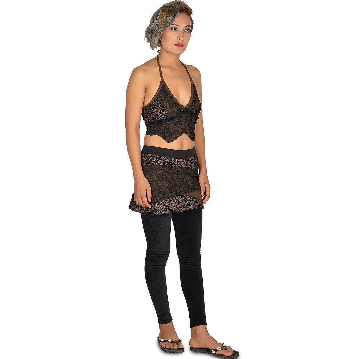 Cotton Velvet Skirt Leggings