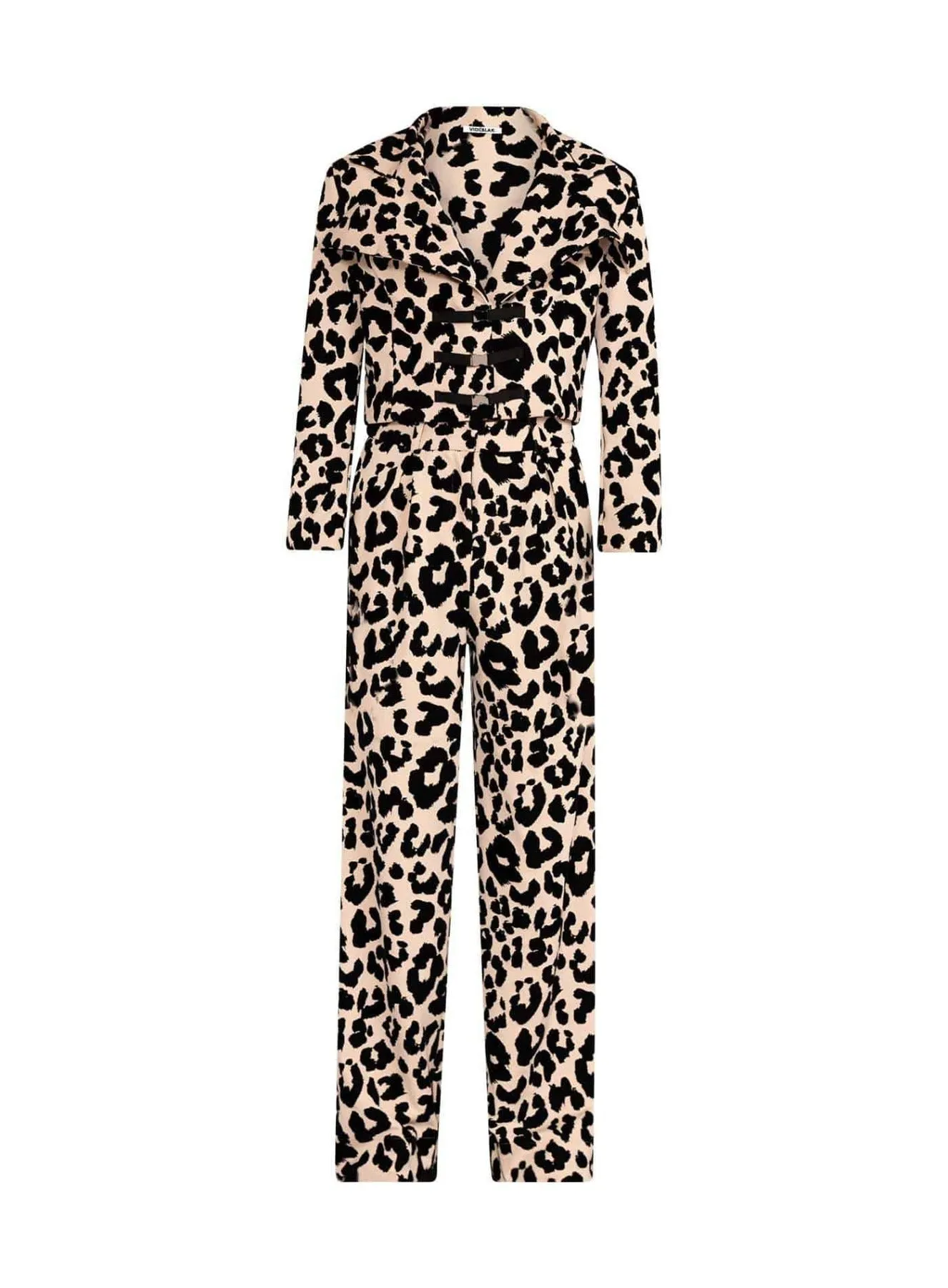 Cropped Jacket And Wide Leg Trouser Set In Leopard Print