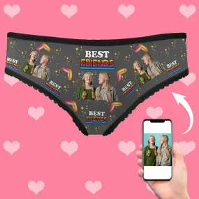 Custom Best Friend Underwear Personalized Photo Women's All Over Print High-cut Briefs