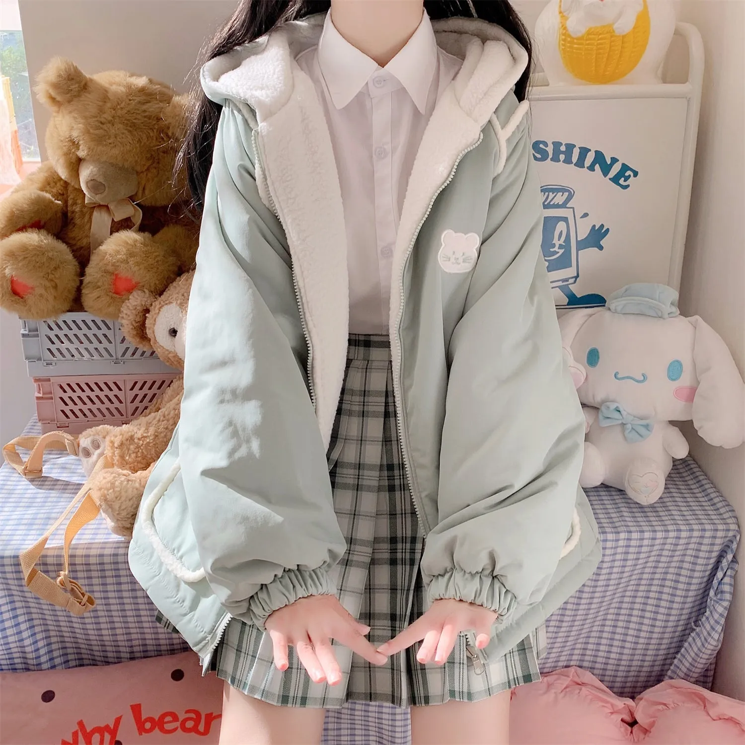 Cute Bear Kawaii Hoodie Zipper Coat