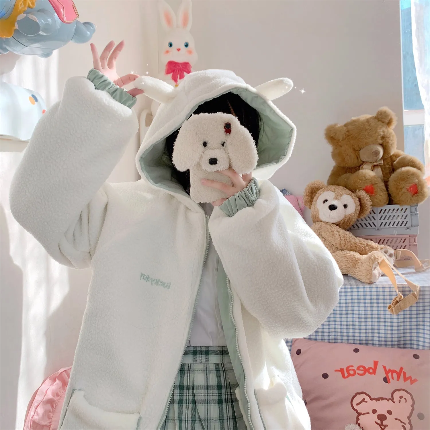 Cute Bear Kawaii Hoodie Zipper Coat