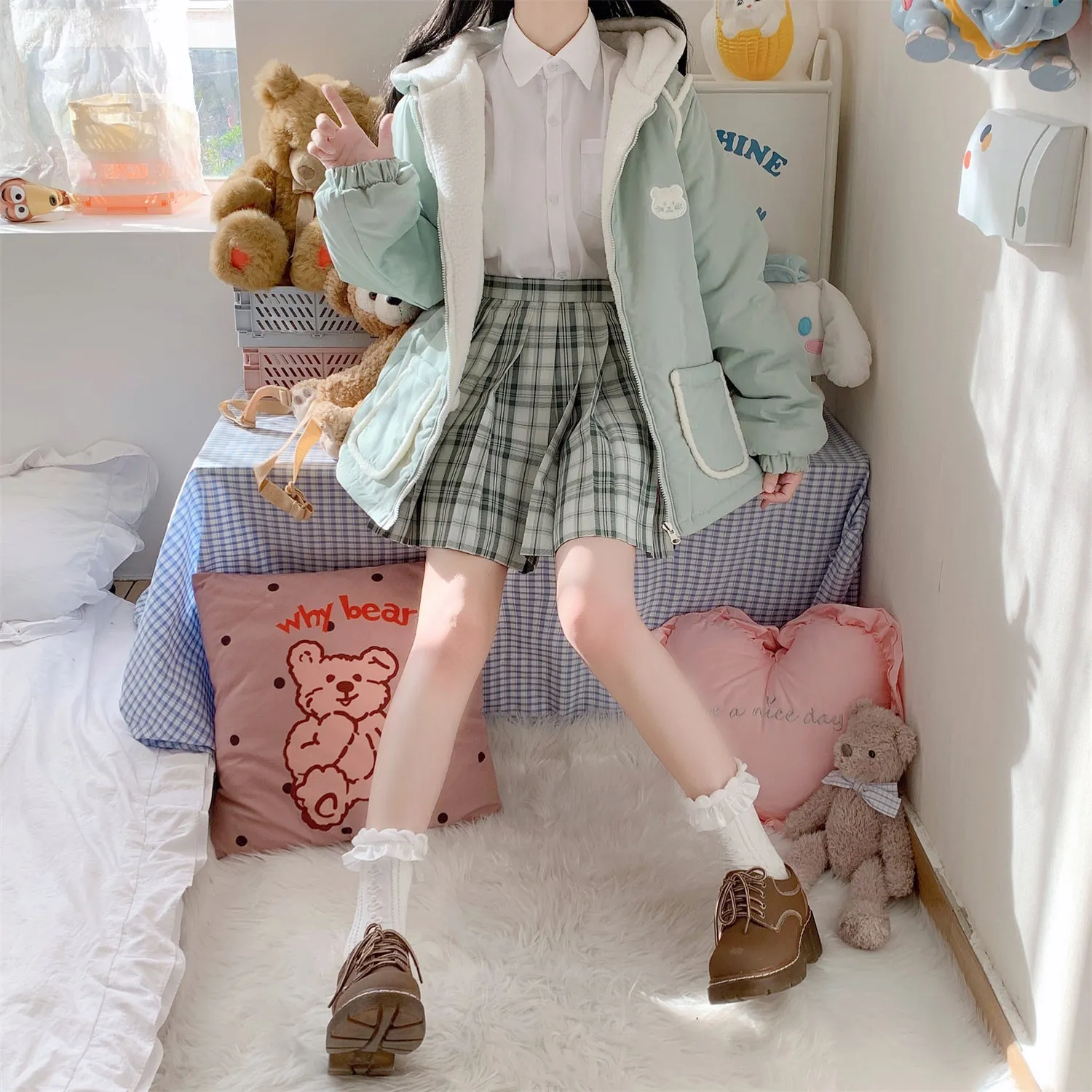 Cute Bear Kawaii Hoodie Zipper Coat