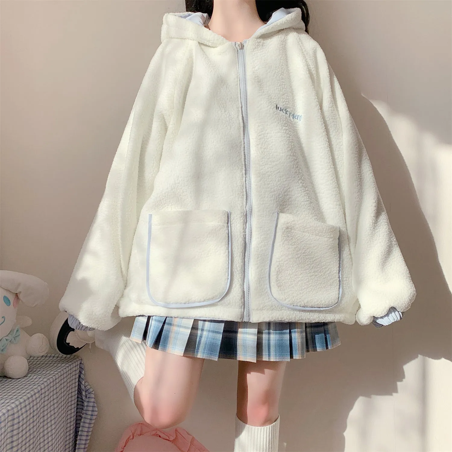 Cute Bear Kawaii Hoodie Zipper Coat