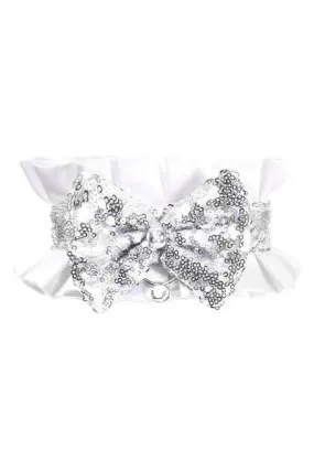 Daisy Corsets Kitten Collection White/Silver Satin & Sequin Choker