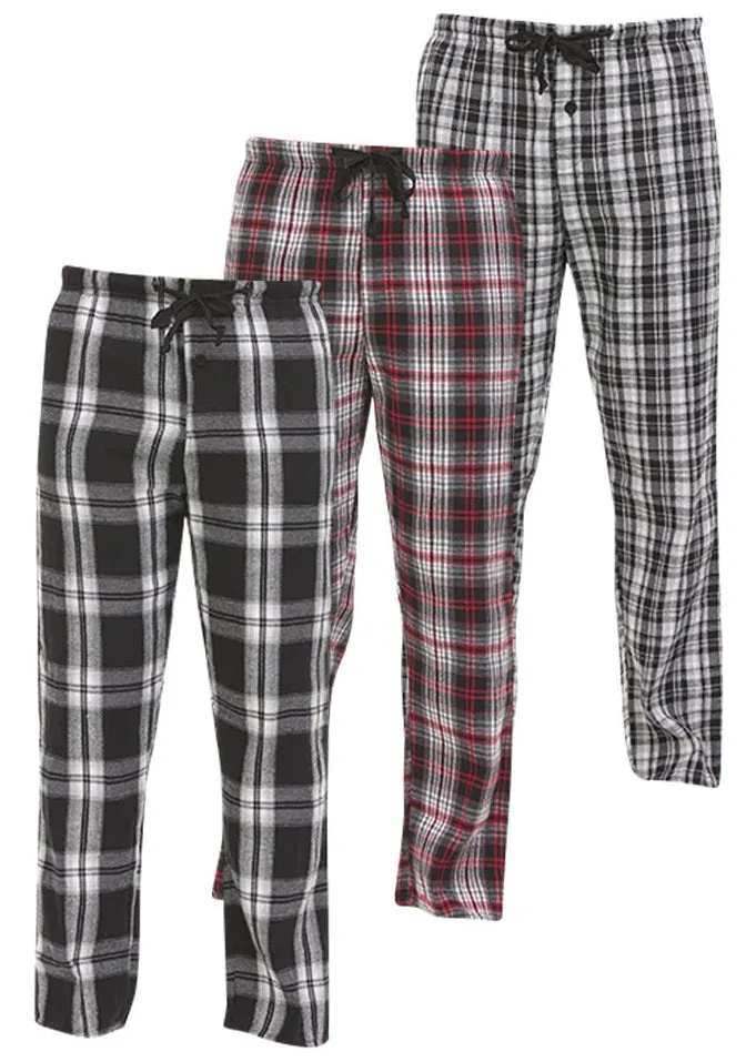 DARESAY Flannel Pajama Pants for Men - Soft Cotton Plaid Pajama Pants, Stretchable Men's Pajama Bottoms with Pockets, 3 Pack.