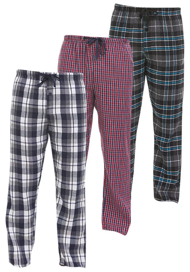 DARESAY Flannel Pajama Pants for Men - Soft Cotton Plaid Pajama Pants, Stretchable Men's Pajama Bottoms with Pockets, 3 Pack.