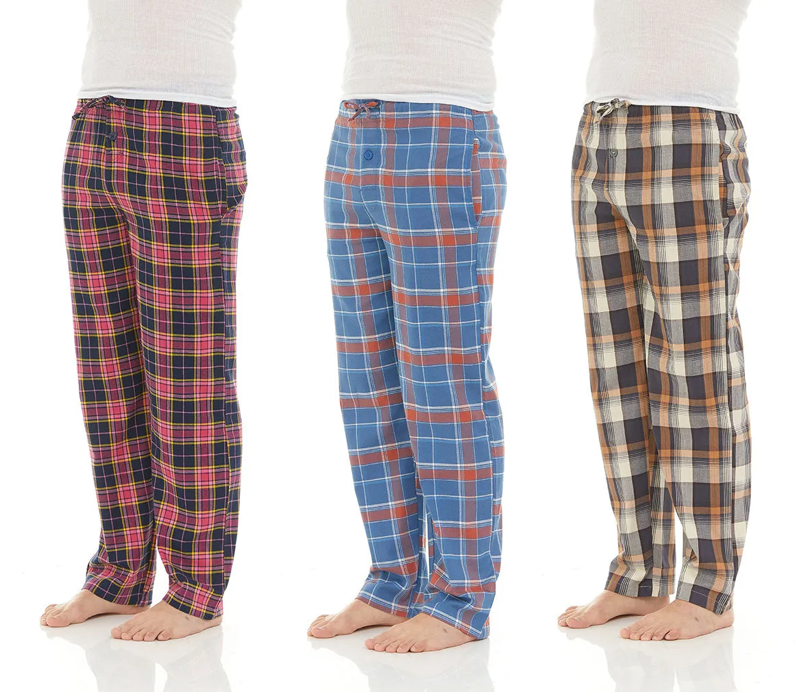 DARESAY Flannel Pajama Pants for Men - Soft Cotton Plaid Pajama Pants, Stretchable Men's Pajama Bottoms with Pockets, 3 Pack.