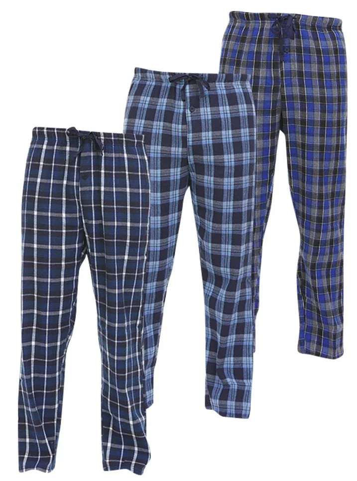 DARESAY Flannel Pajama Pants for Men - Soft Cotton Plaid Pajama Pants, Stretchable Men's Pajama Bottoms with Pockets, 3 Pack.