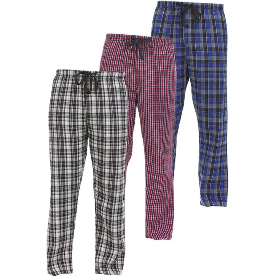 DARESAY Flannel Pajama Pants for Men - Soft Cotton Plaid Pajama Pants, Stretchable Men's Pajama Bottoms with Pockets, 3 Pack.