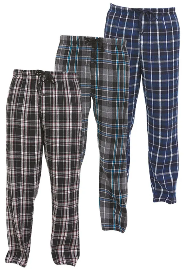 DARESAY Flannel Pajama Pants for Men - Soft Cotton Plaid Pajama Pants, Stretchable Men's Pajama Bottoms with Pockets, 3 Pack.