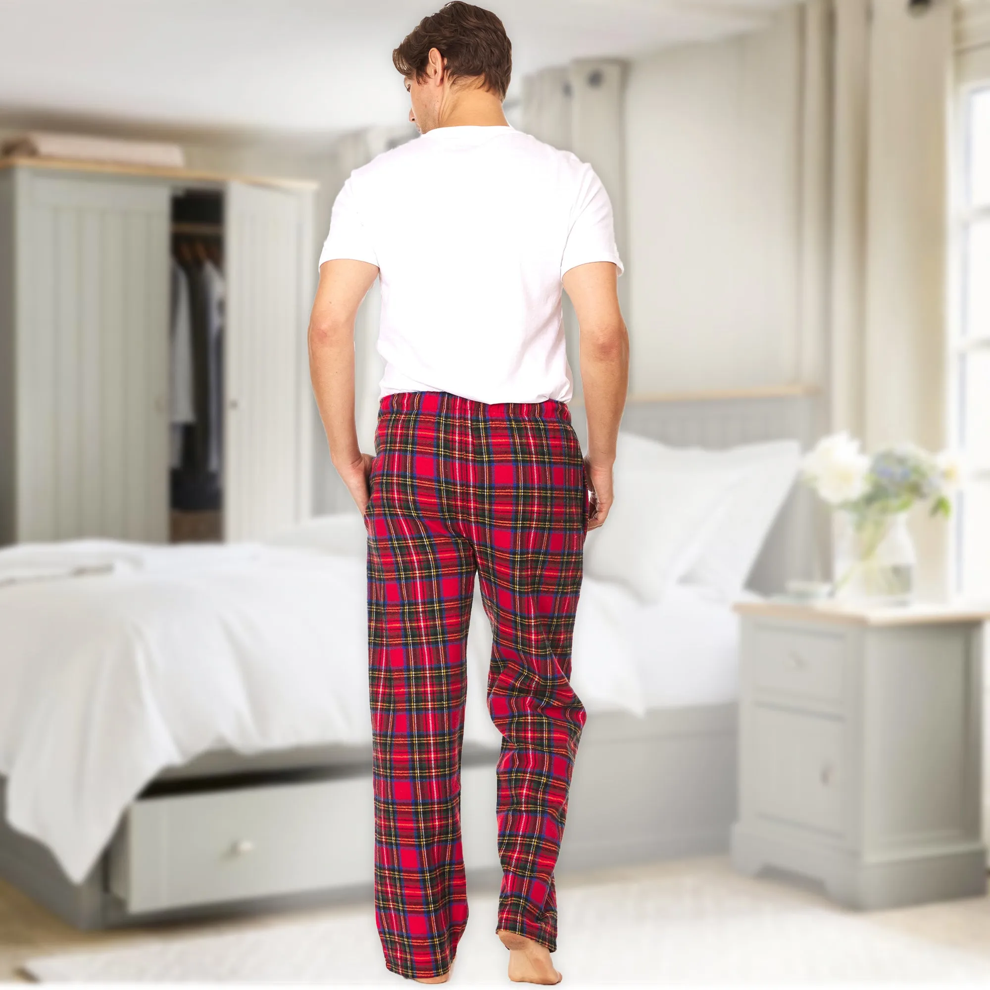 DARESAY Flannel Pajama Pants for Men - Soft Cotton Plaid Pajama Pants, Stretchable Men's Pajama Bottoms with Pockets, 3 Pack.