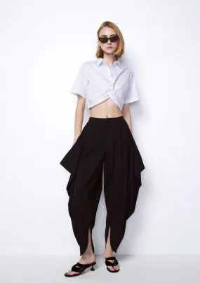 Draped Wing Wide Leg Pants