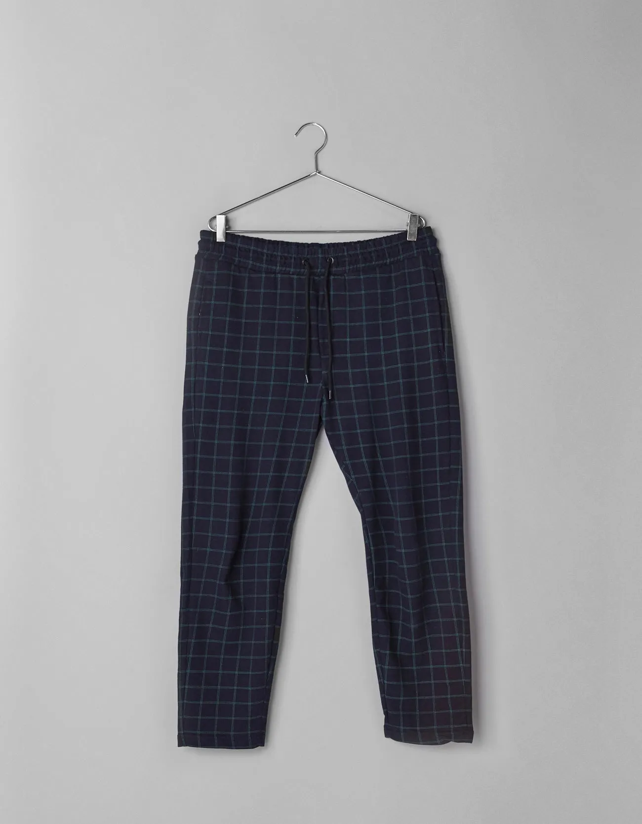 Drawstring checked jogging trousers