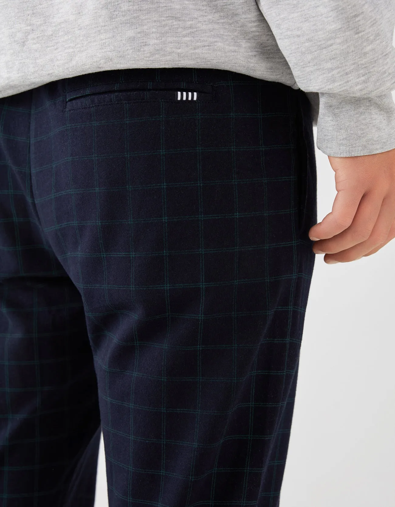 Drawstring checked jogging trousers