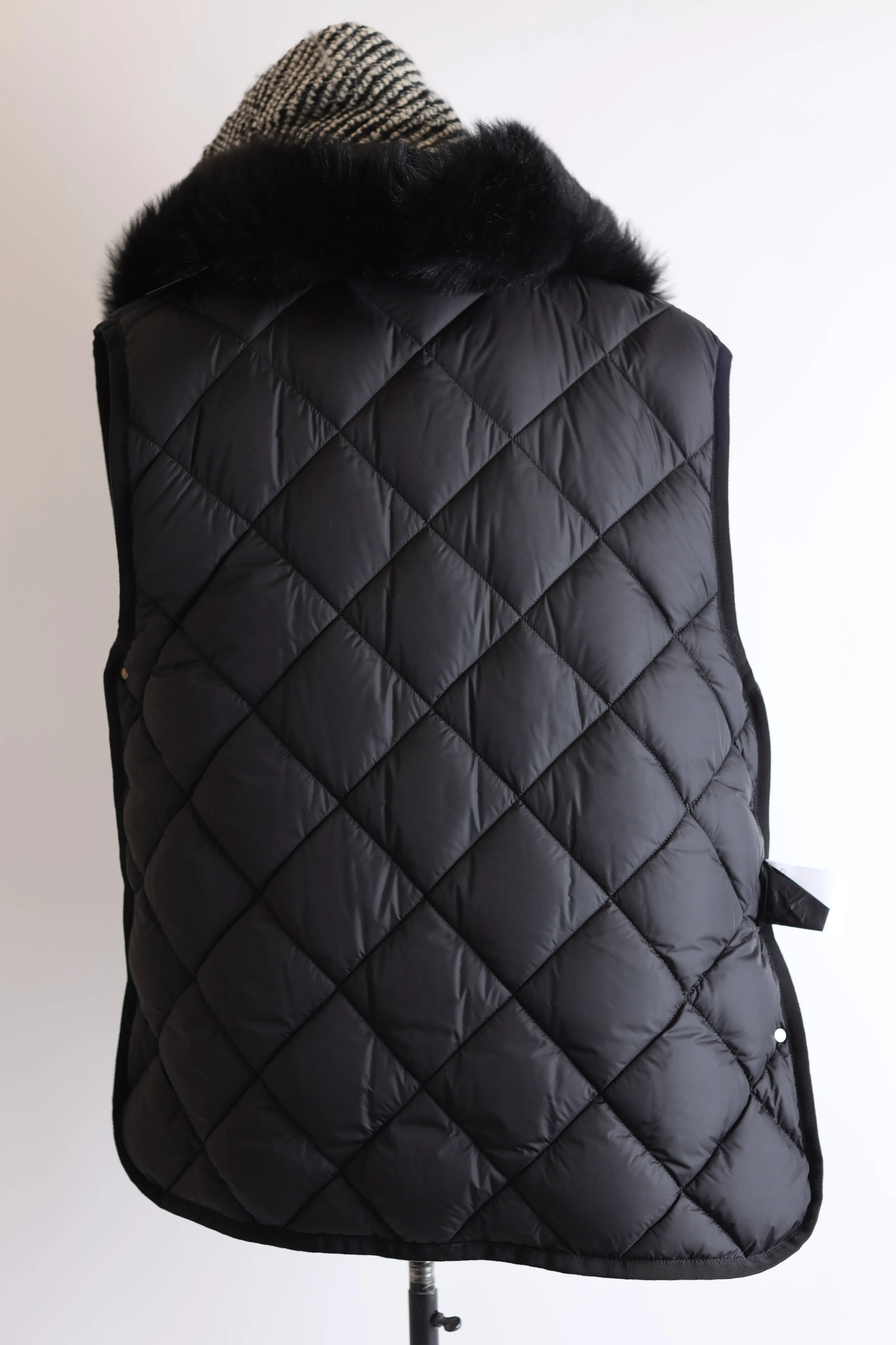 Eleagnus Tweed Wool Down Vest W/ Fur Collar