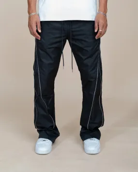 EPTM NYLON ZIP FLARED PANTS BLACK