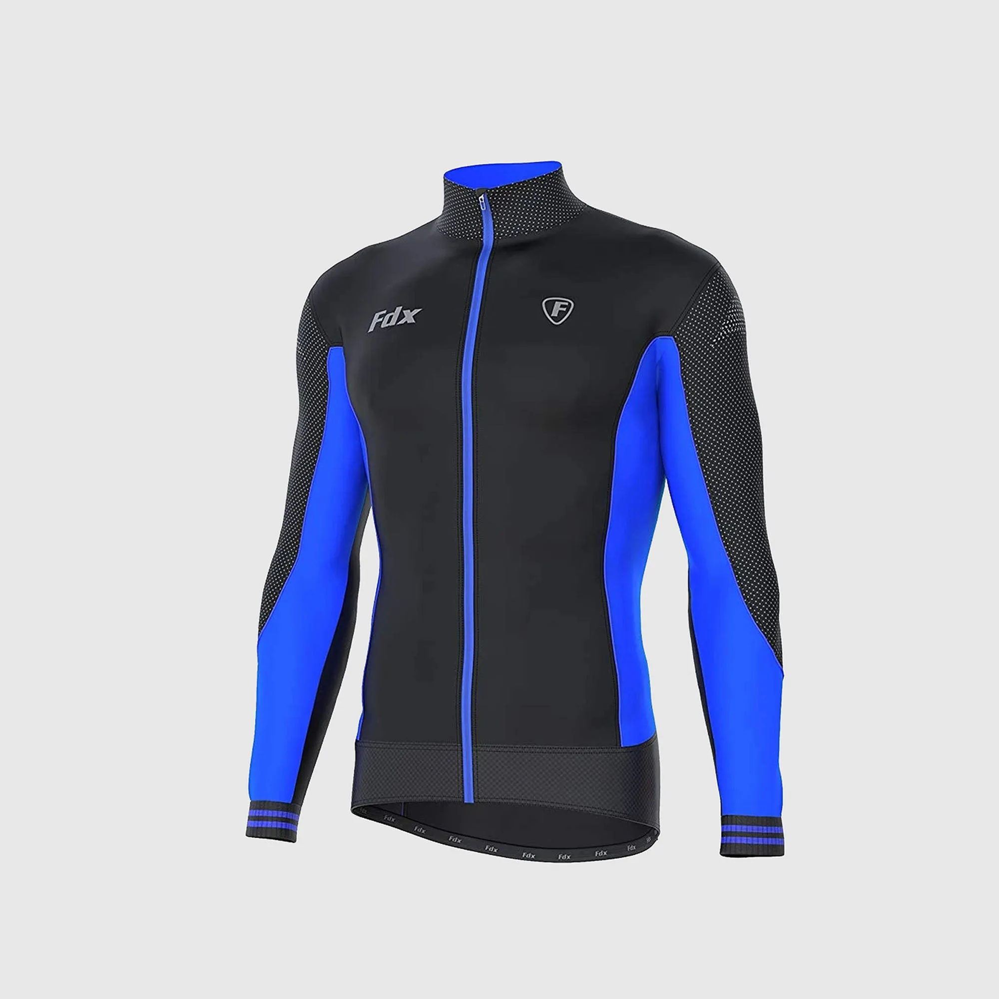 Fdx Men's & Boy's Set Thermodream Thermal Roubaix Long Sleeve Cycling Jersey & Bib Tights - Blue