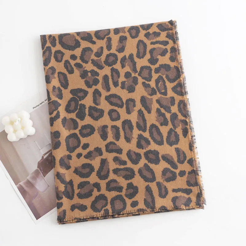 FH23-5104 Leopard print printed winter scarf