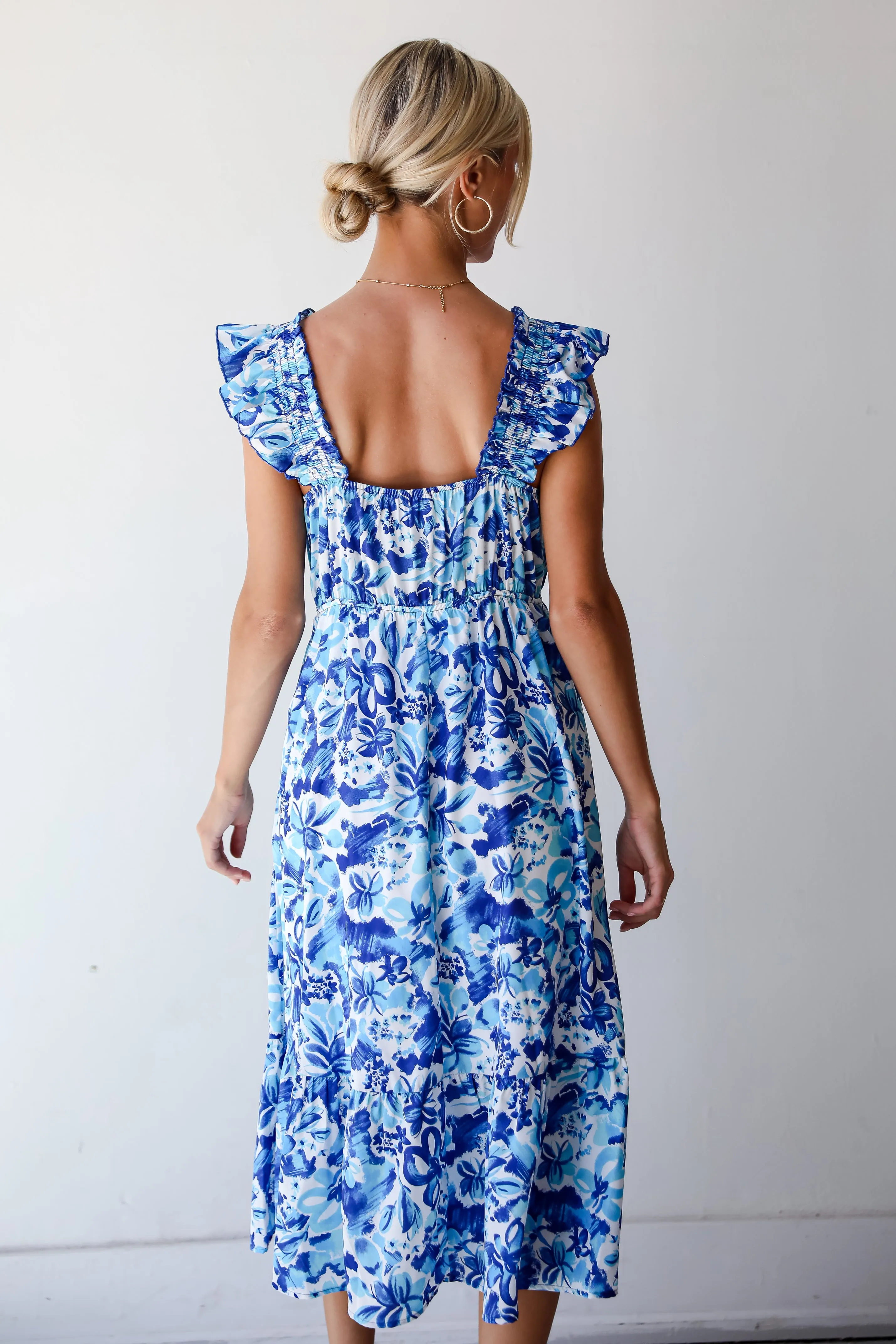 FINAL SALE - Sweetest Life Blue Floral Midi Dress