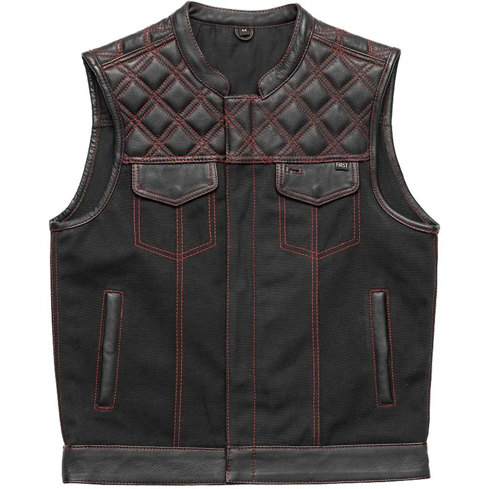 First Mfg Mens Hunt Club Diamond Quilt Leather Vest Size LARGE - Final Sale Ships Same Day