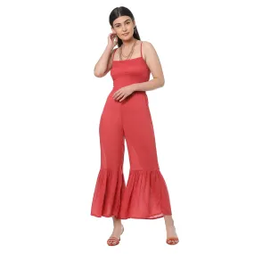 Flared Vermillion Jumpsuit