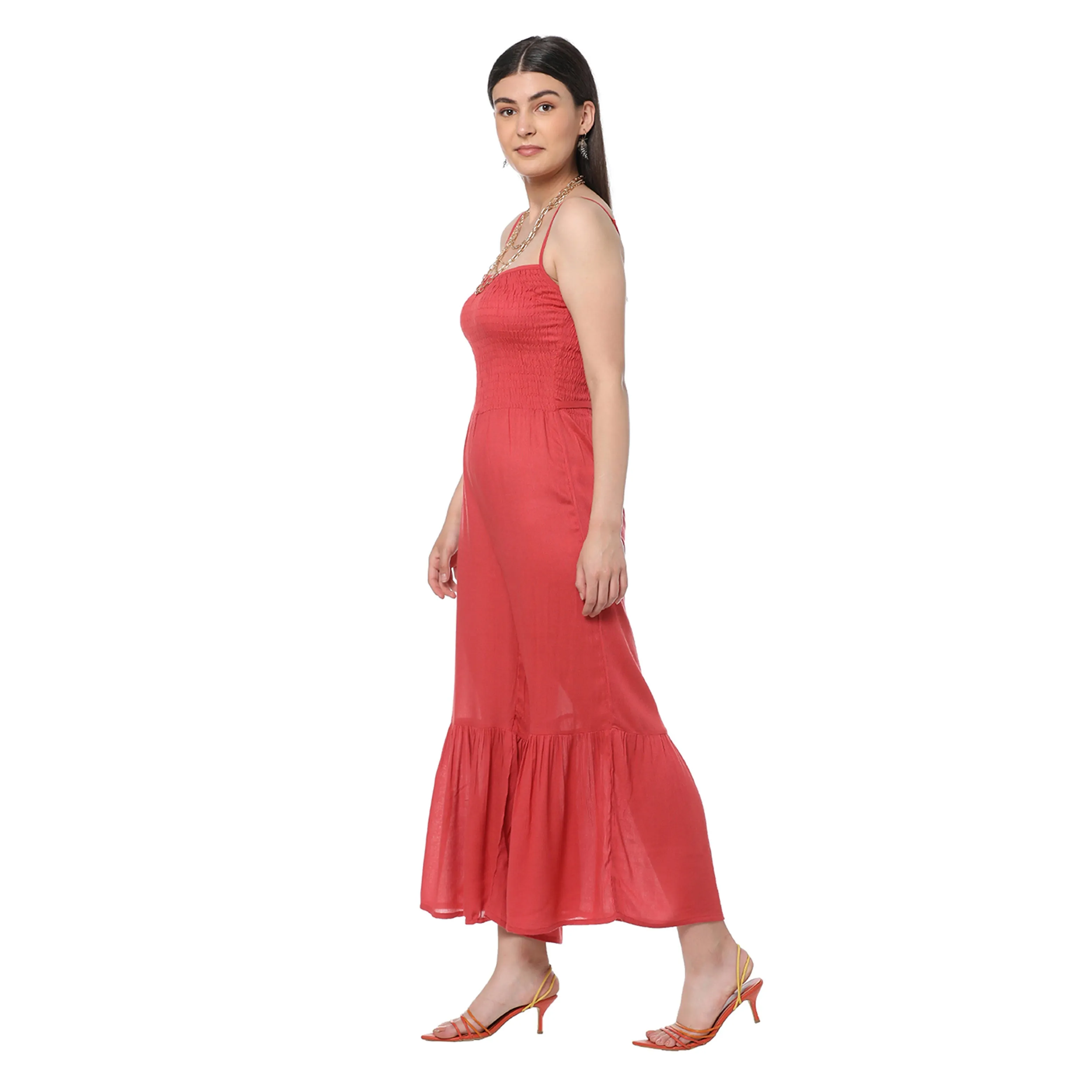 Flared Vermillion Jumpsuit