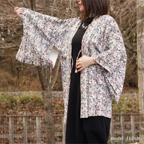 Flower and modern pattern white haori