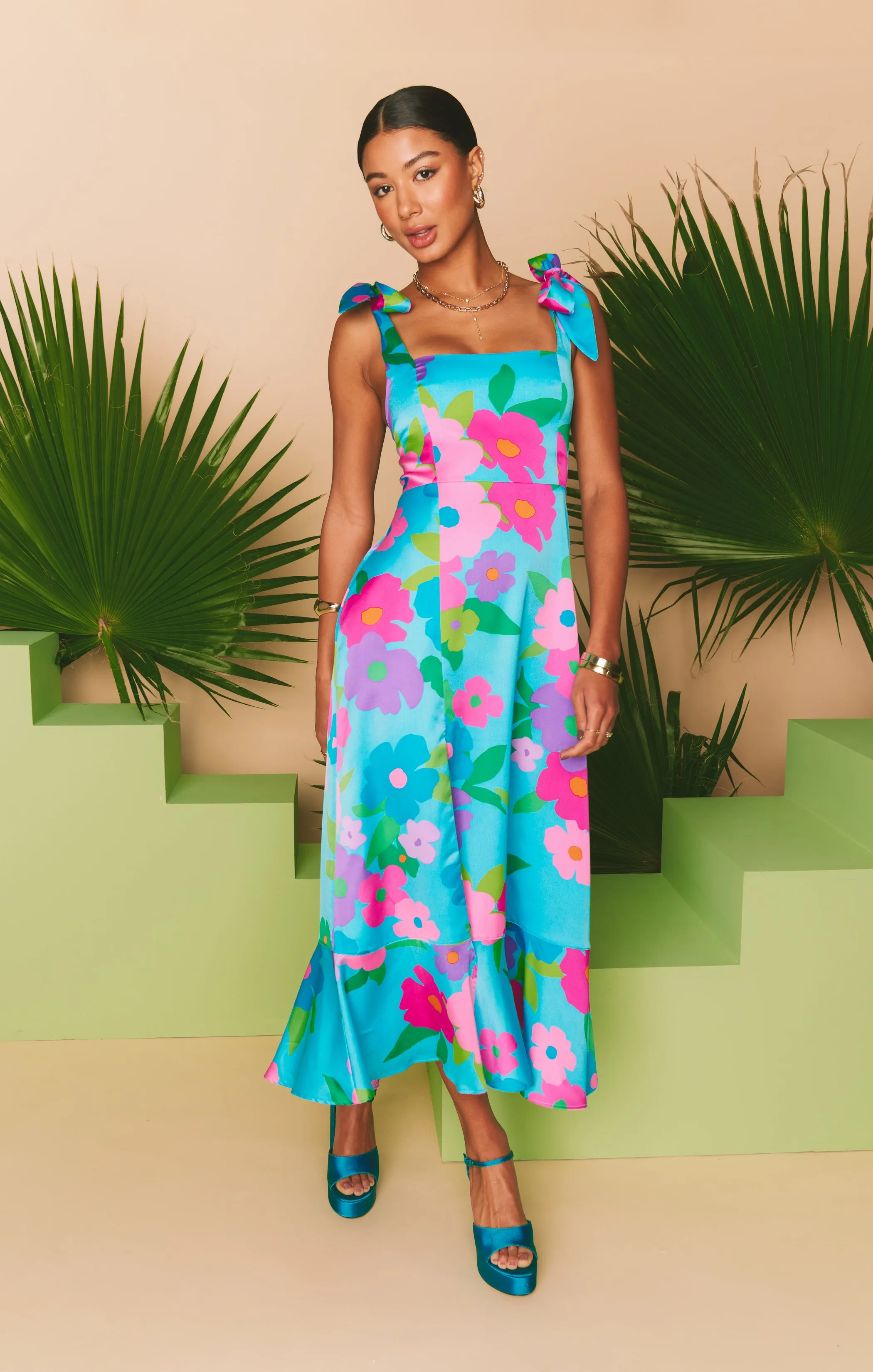 Garden Midi Dress ~ Multi Piccadilly Floral