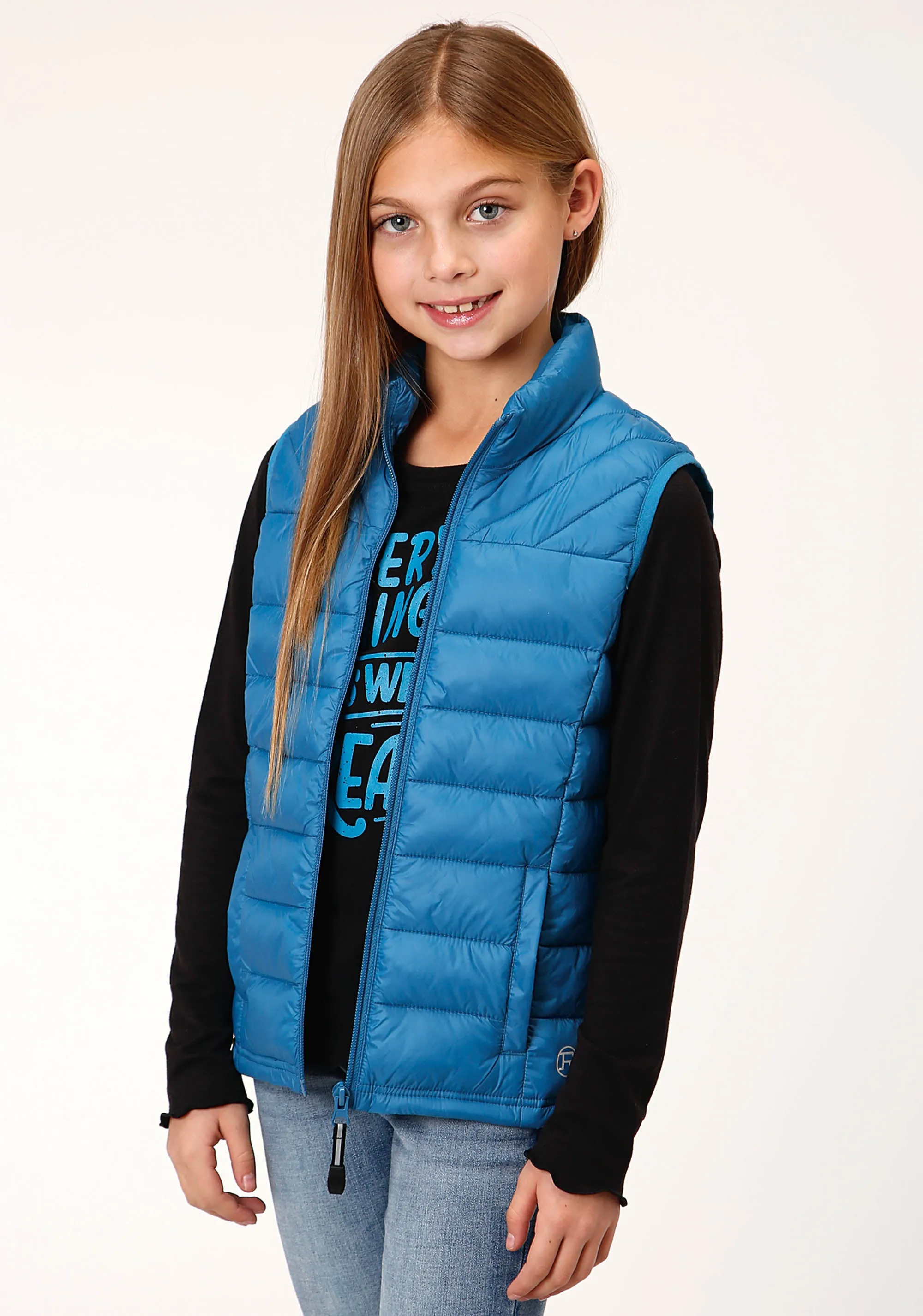 GIRLS  CRUSHABLE POLY FILLED  TEAL DOWN VEST