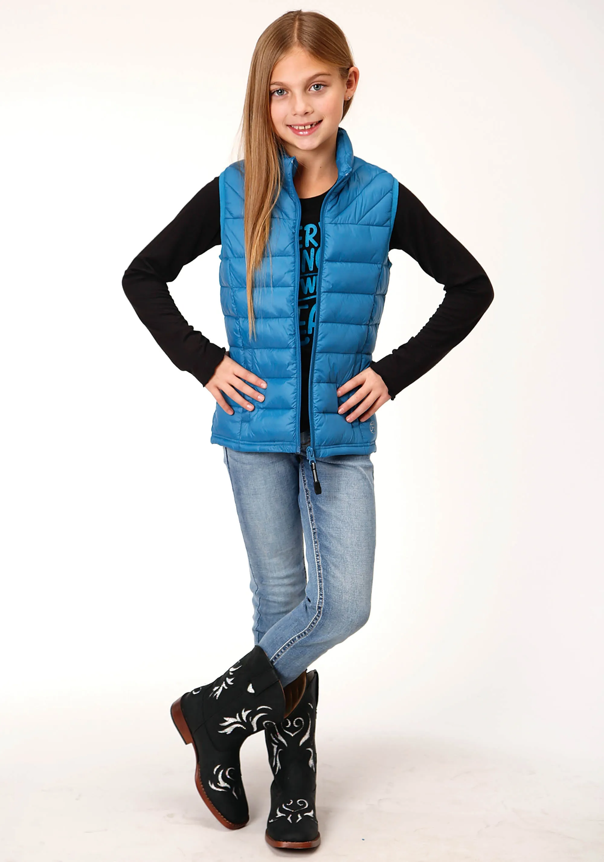 GIRLS  CRUSHABLE POLY FILLED  TEAL DOWN VEST