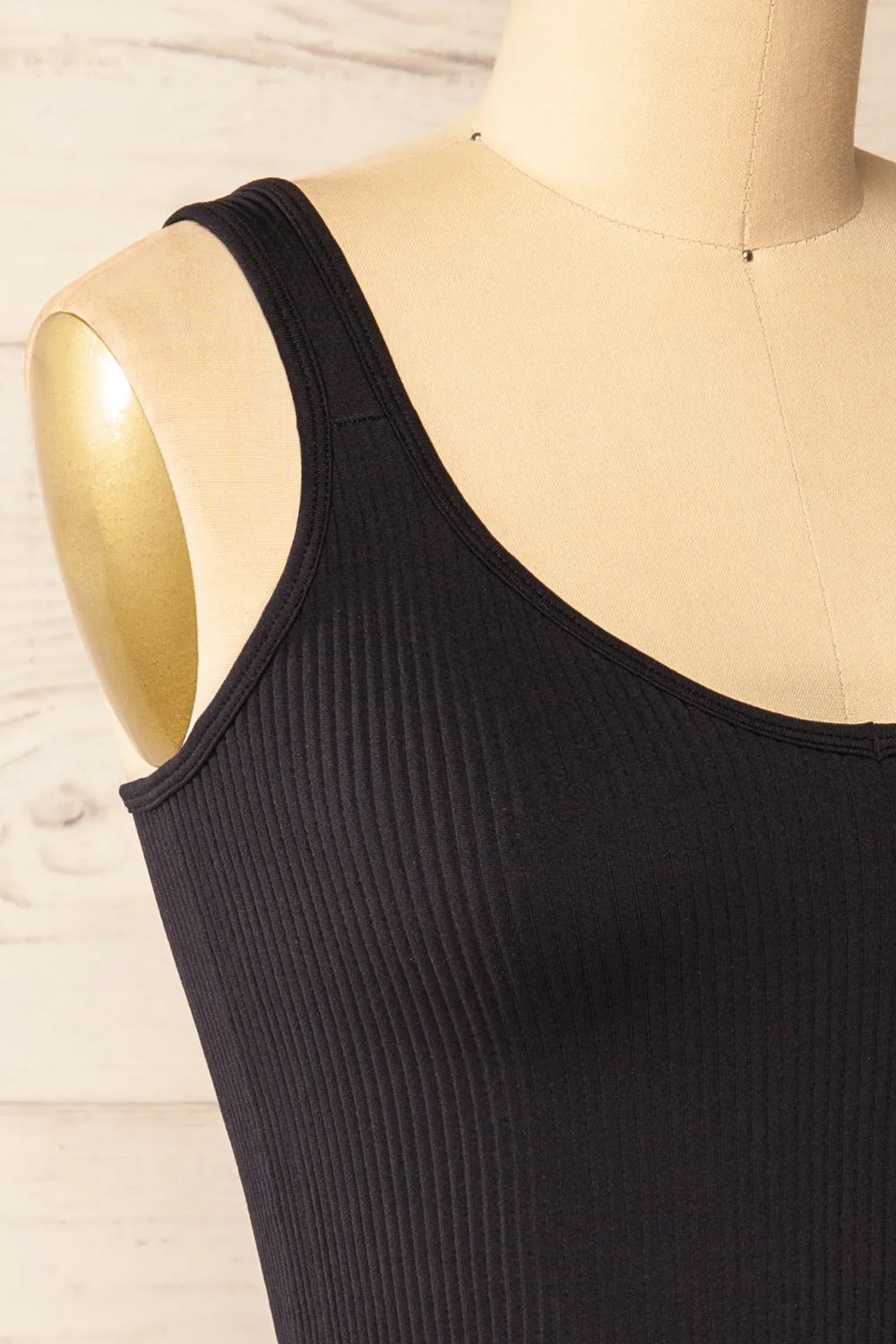 Glakail Black | Cropped Ribbed Cami