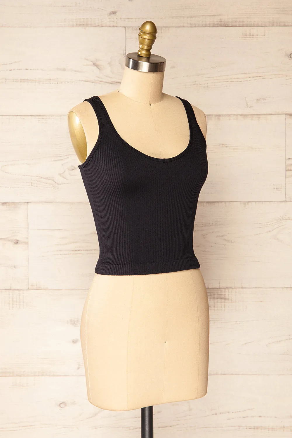 Glakail Black | Cropped Ribbed Cami