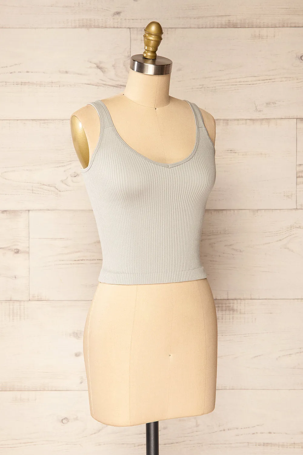 Glakail Grey | Cropped Ribbed Cami