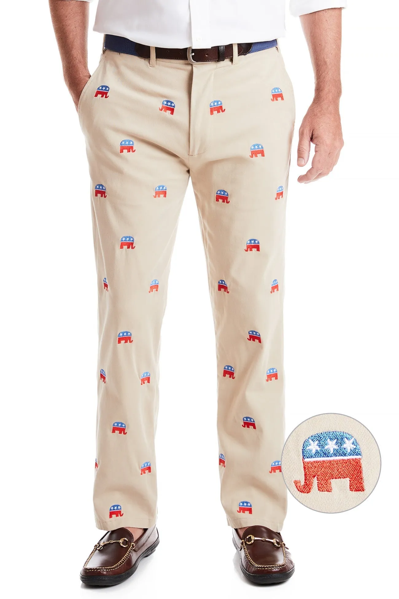 Harbor Pant Stretch Twill Khaki with GOP Elephant