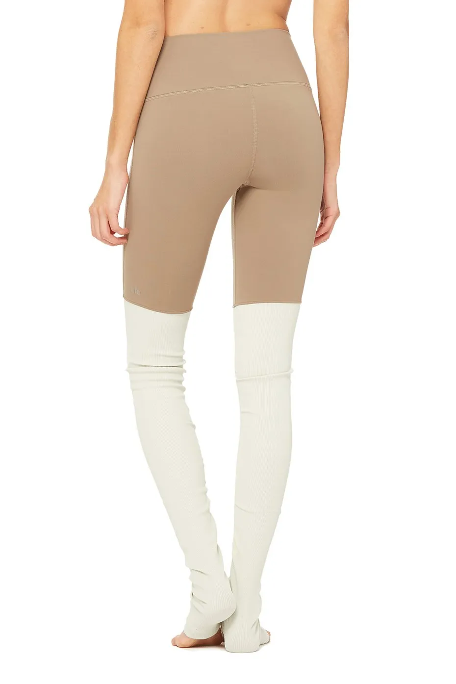 High-Waist Goddess Legging - Gravel/Pristine