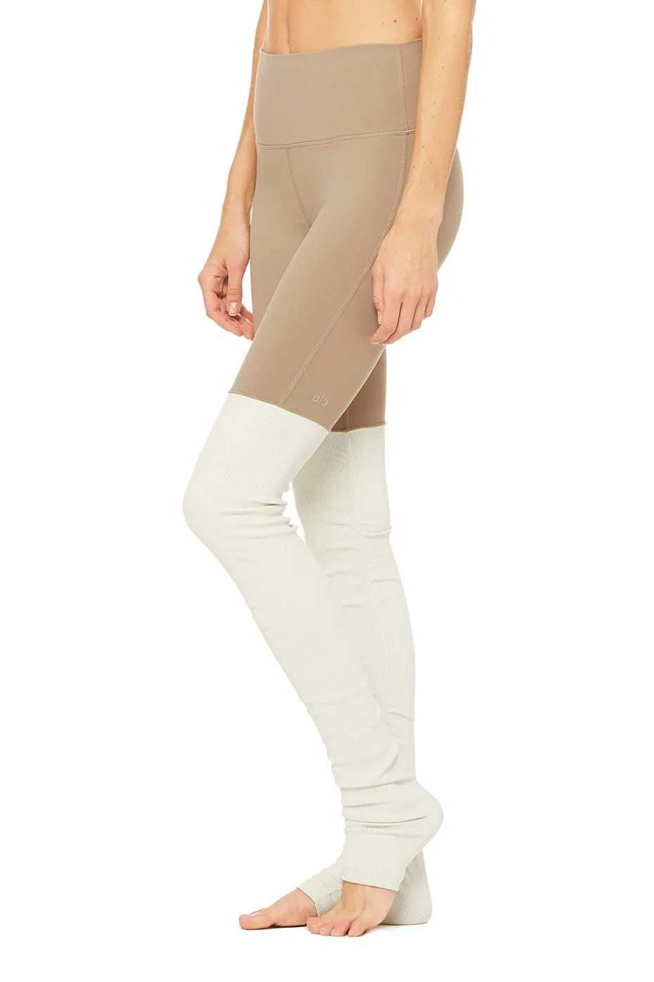 High-Waist Goddess Legging - Gravel/Pristine