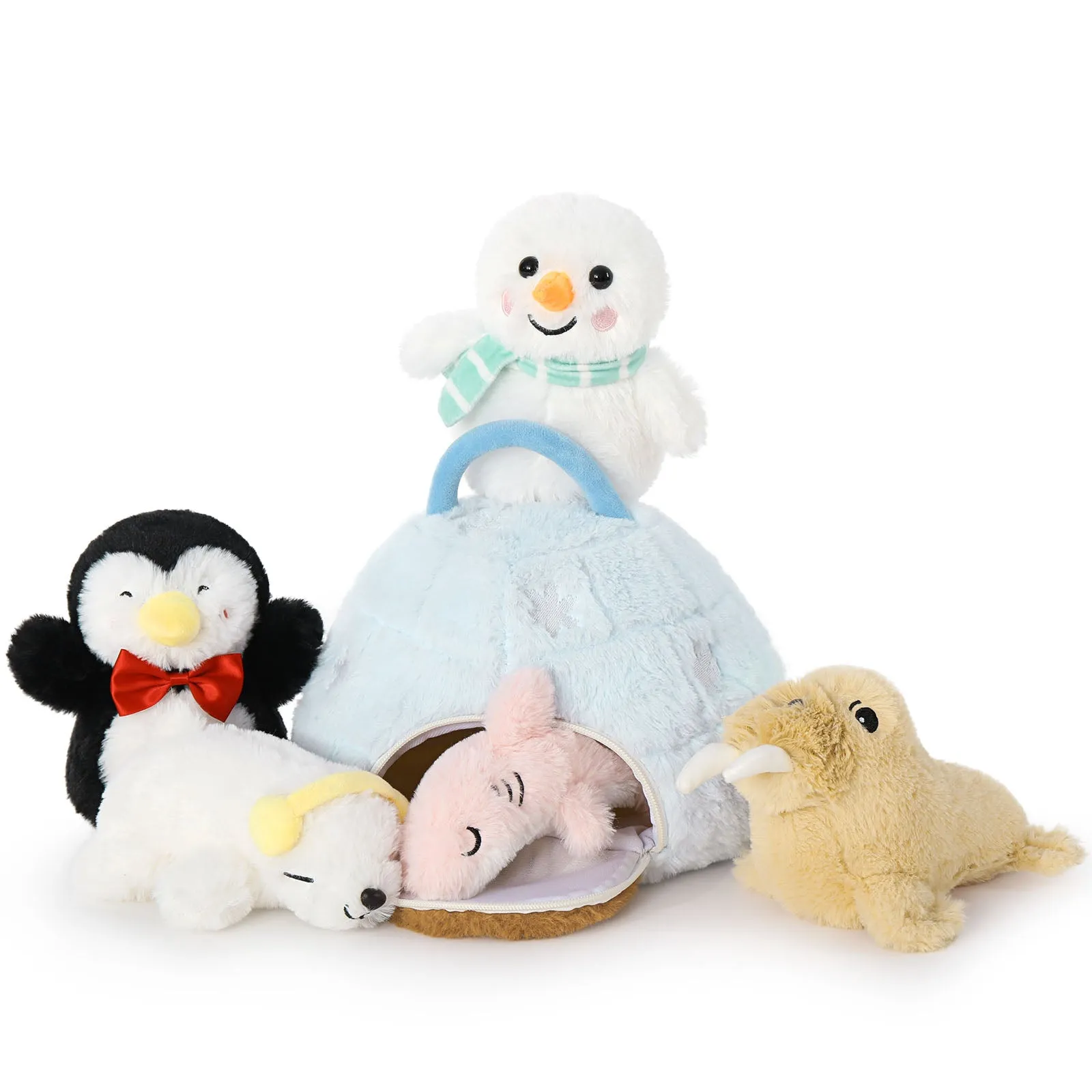 Igloo Plush with 5 Mini Stuffed Animals, 9.8 Inches