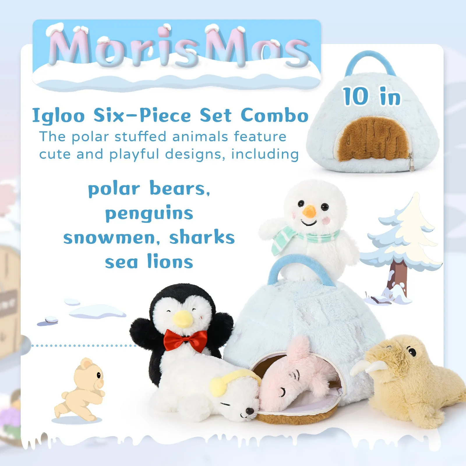 Igloo Plush with 5 Mini Stuffed Animals, 9.8 Inches