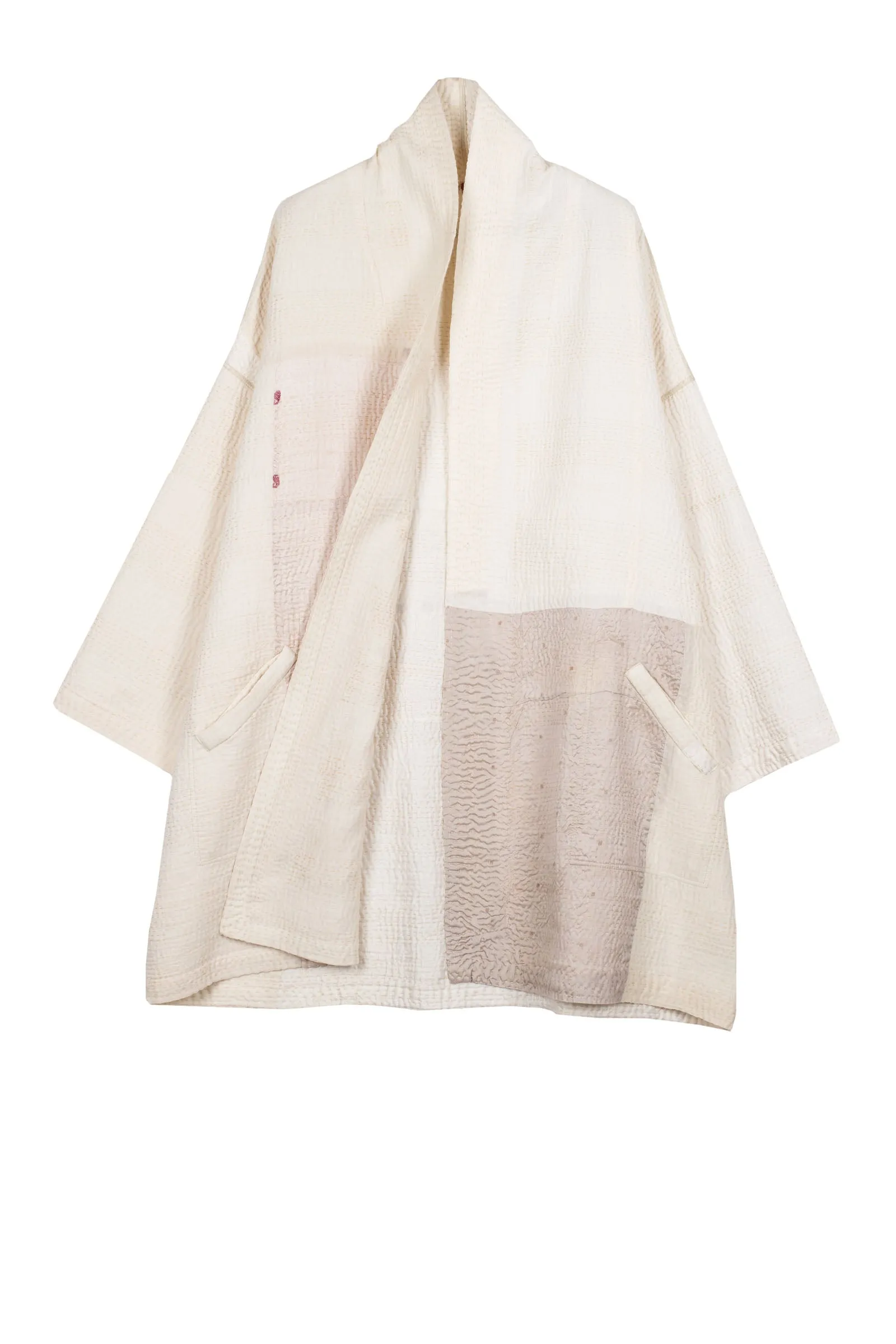 JAIPUR WHITE KANTHA HAORI JACKET - jw4068-ivy -