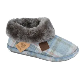 Jo & Joe Glenroyal Slate Grey Tartan Womens Comfort Bootie Slippers